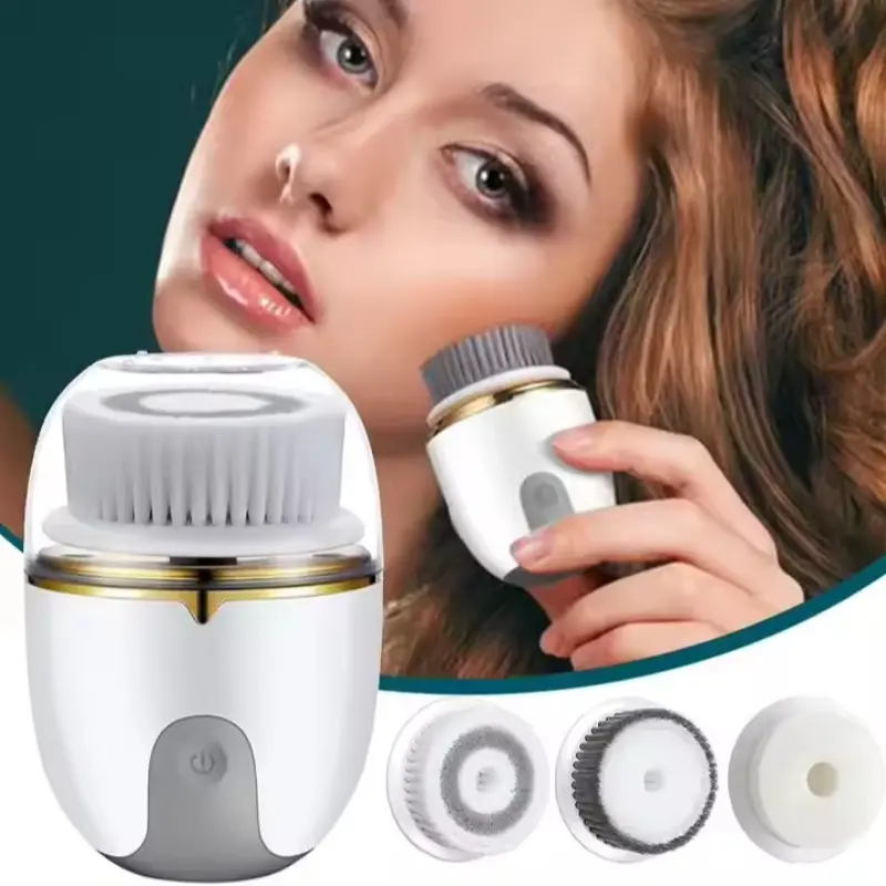 Facial Cleansing Brush, Electric Facial Cleanser, Rechargeable Exfoliating, Rotating Face Wash, Suitable for Men & Women, 3 Brush Heads, Facial Cleansing Instrument, Beauty Machine, Facial Cleansing Tools, Facial Cleaning Tool, Beauty Devices