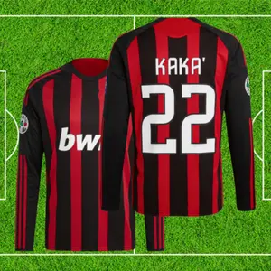 08-09 Home Black and Red Long Sleeve NO.22 Kaka Soccer Jersey