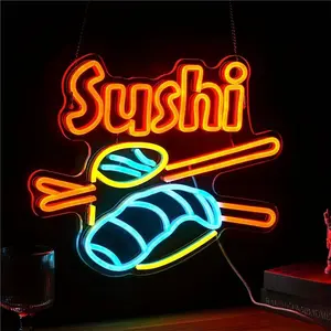 Sushi Neon Sign Light Wall Decoration USB Powered Bright Shops Sushi Restaurant Kitchen Party 38cm×29cm