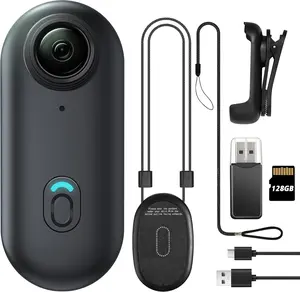 Mini Wearable Body Worn Action Camera FHD 1080P Thumb Size Hands Free Recording 128GB Storage Black Portable Camcorder Mount for Security Work Guard Travel