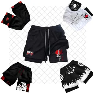 Anime Baki Hanma Gym Shorts Men Fitness Manga Print 2-in-1 Sports Performance Quick Dry Mesh Short Pants for Intense Workouts
