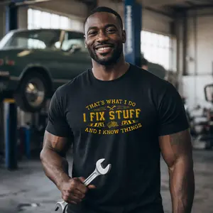 That’s What I Do I Fix Stuff And I Know Things Hoodie, Blue Collar Workwear, Mechanic Dad Humor Apparel