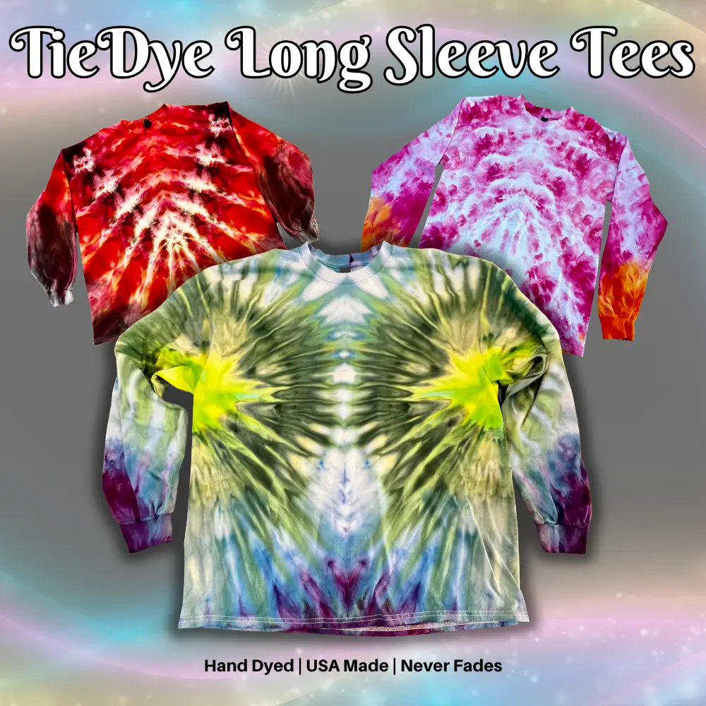 Long Sleeve Tees Taylor TieDye Original Hand-Dyed UNISEX Gildan 100% Cotton Soft Streetwear Graphic Shirt No Fade No Bleed Ice Dyed In-House All Season Casual Unisex Top