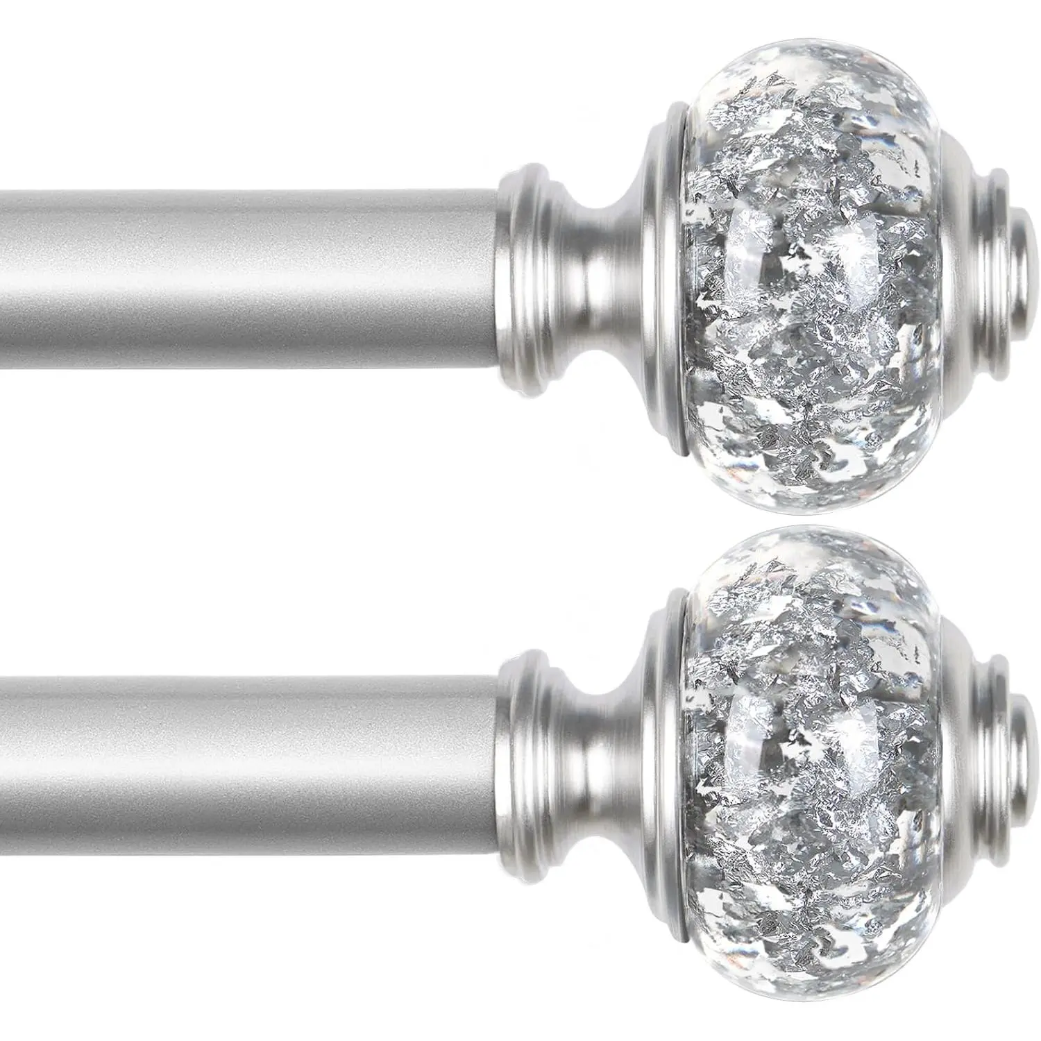 2 Pack Curtain Rod 32 to 58 Inches (2.6-4.8ft),  7/8 inch Telescoping Splicing Curtain rods for Windows 20 to 54 Inch,  Decorative Drapery Rods for Home with Translucent Finials