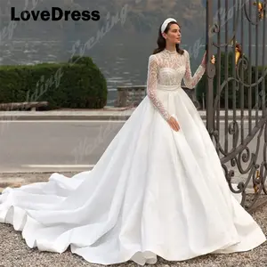 LoveDress Sweetheart Collar Wedding Dress Long Sleeves Appliques Lace