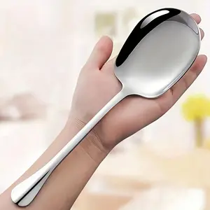 1pc/2pcs Serving Spoon, Stainless Steel Square Head Large Soup Porridge Rice Scoop, Public Spoon with Straight Handle, 8.58", culinary cutlery, Kitchen Items, Kitchen Stuff, Kitchen Supplies, Kitchenware, Cutlery