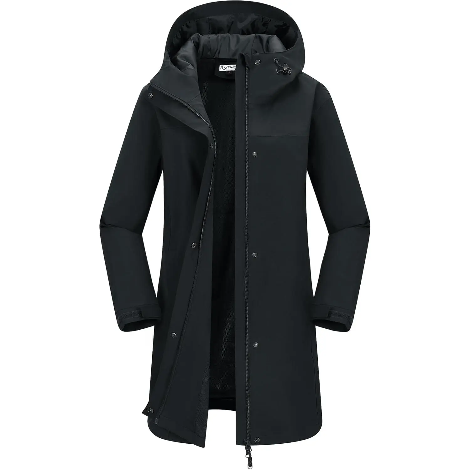 33,000ft n's Waterproof Long Rain Coats with Mesh-Lind Breathable Rain Jacket with Hood Trench Coats Windbreaker