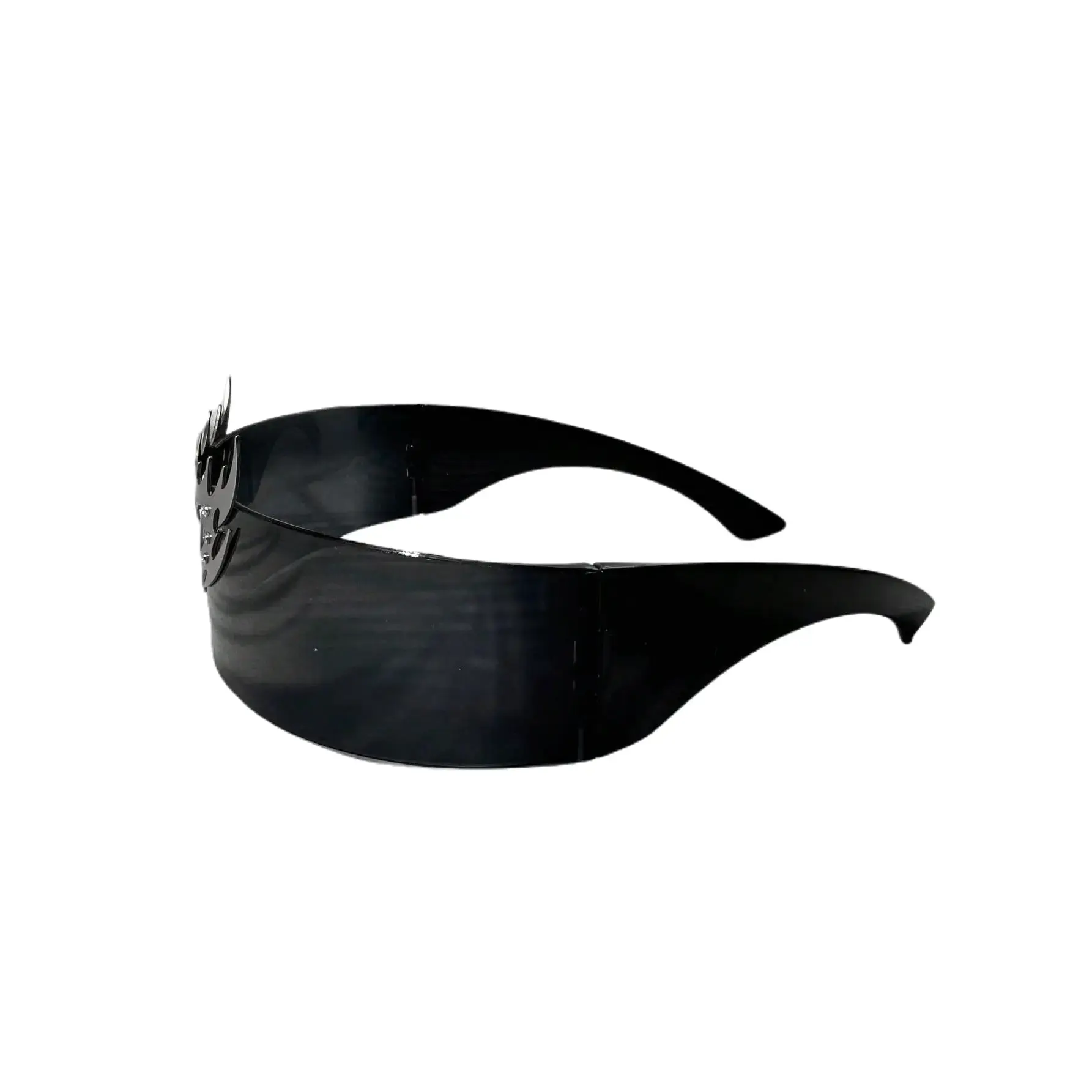 Sci-Fi Fashion Glasses, Unisex Wrap-Around Eyewear with Flame Detail and Coated Lenses, PC Frame Party & Cosplay Accessories, Plastic