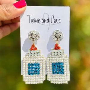 School Glue Jeweled Bead Earrings