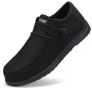 Slip On Steel Toe Shoes Men Lightweight Comfortable Lounging Walking Sneakers Steel Toe Loafers Footwear