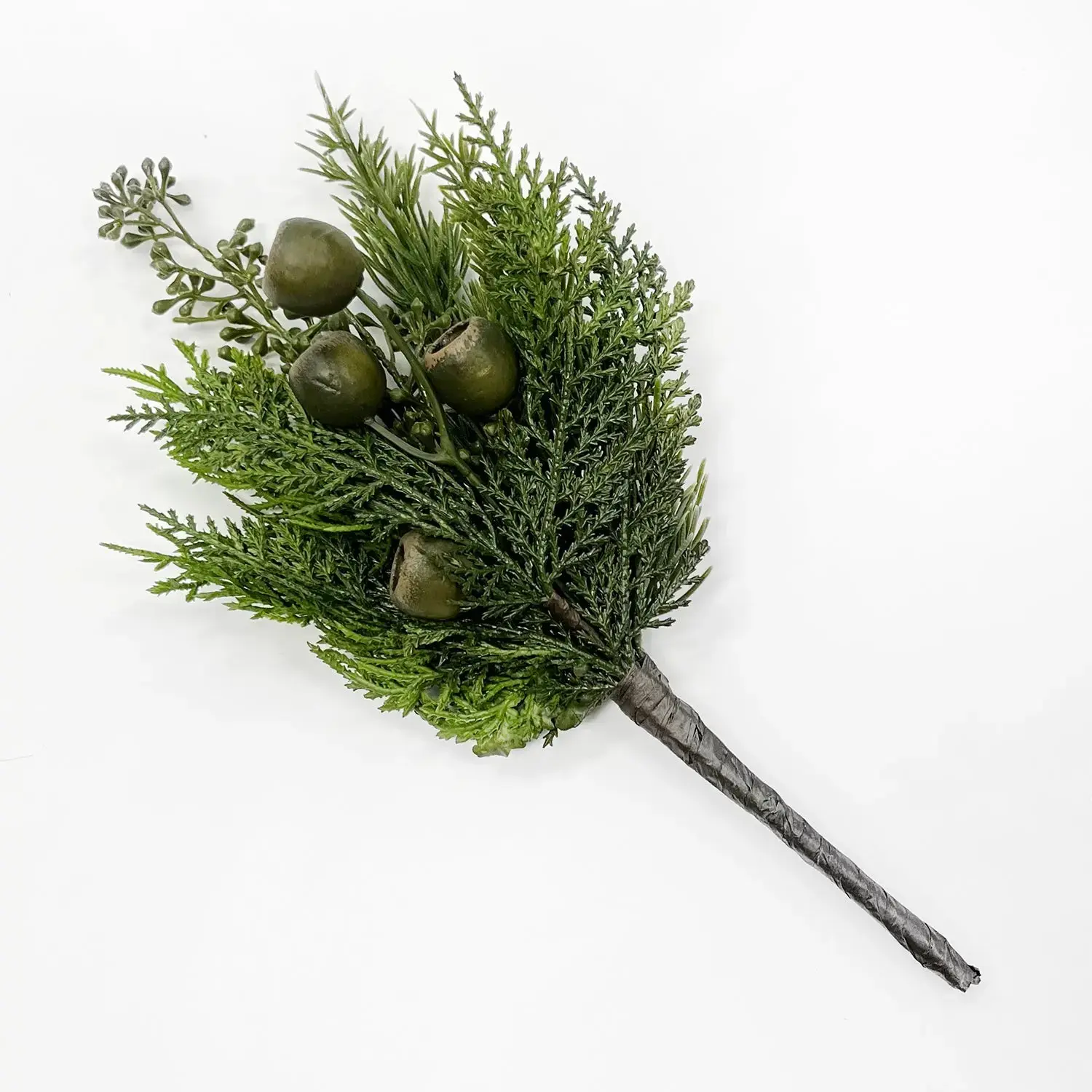 Artificial Shrubbery Mixed Greens Pick Spray - Decorative Synthetic Flower Pods with Adjustable Bendable Wire, Mixed Cedar-Cypress-Eucalyptus Pine for Indoor Home Decor Greenery Centerpieces