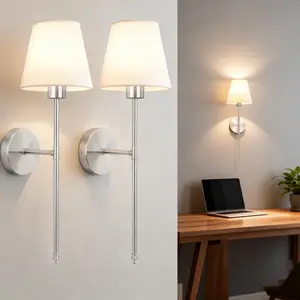 Upgraded 18.9-inch Decorative Wall Light, USB-Charging Wall-Mounted Lamp, Lighting, Light Dimmable, 2 Pcs 2000mAh RGB Rechargeable Bulbs, Stick-On Installation, Remote-Controlled For Home Decor