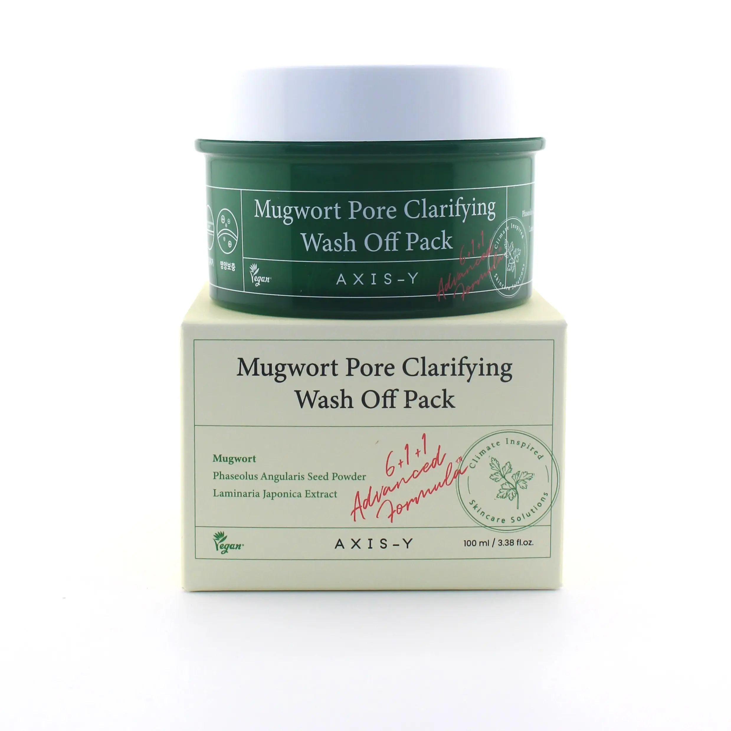 AXIS-Y Mugwort Pore Clarifying Wash-Off Face Mask, 100ml Green Tea-Infused Soothing Selfcare Treatment, Mugwort Blend Sensitive-Safe Gentle Formula