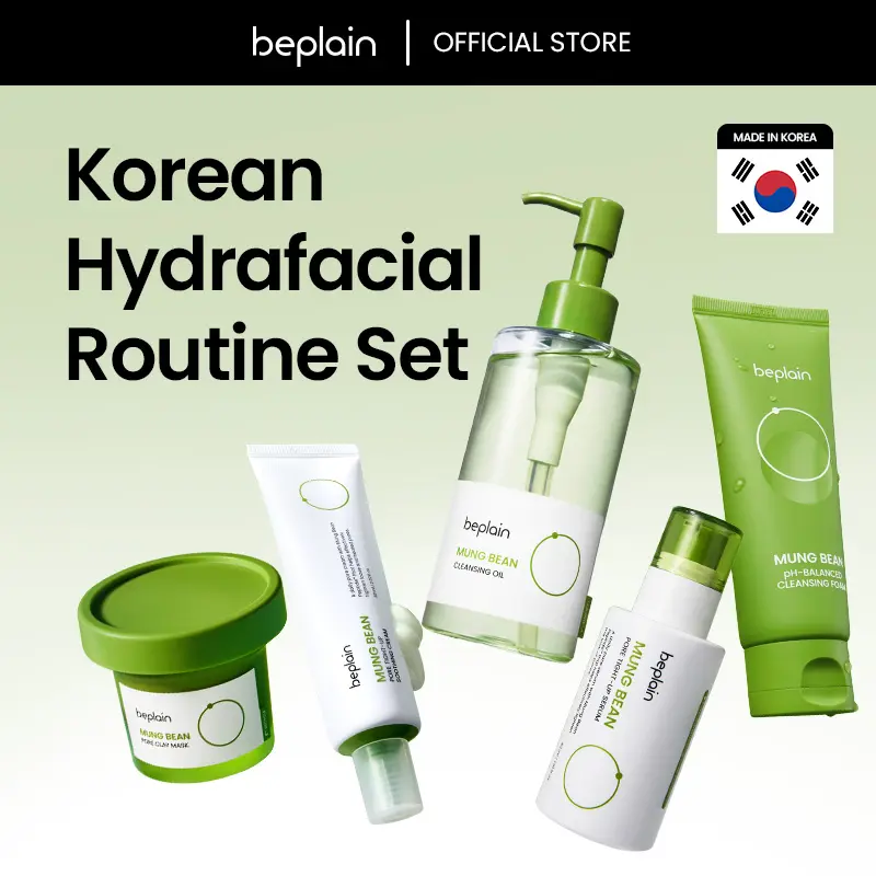 Mung Bean Hydrating & Detoxifying Skin 5PC Set: Cleansing Oil, Cleansing Foam, Clay Mask, Facial Serum & Moisturizing Cream