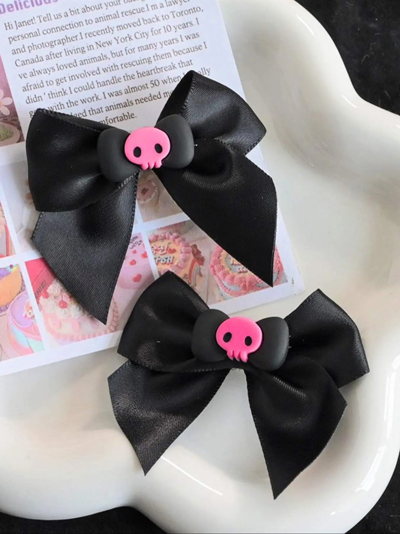 Cute Bow & Skull Decor Hair Clip Set (2pcs), Fun Hair Clips, Fashionable Hair Accessories for Women & Girls, Lovely Hairwear for Daily Used, Halloween, Super Cute Clips