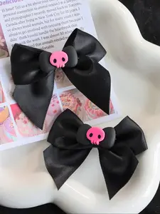 Cute Bow & Skull Decor Hair Clip (2pcs), Fashionable Hair Accessories for Women & Girls, Lovely Hairwear for Daily Used, Halloween, Super Cute Clips