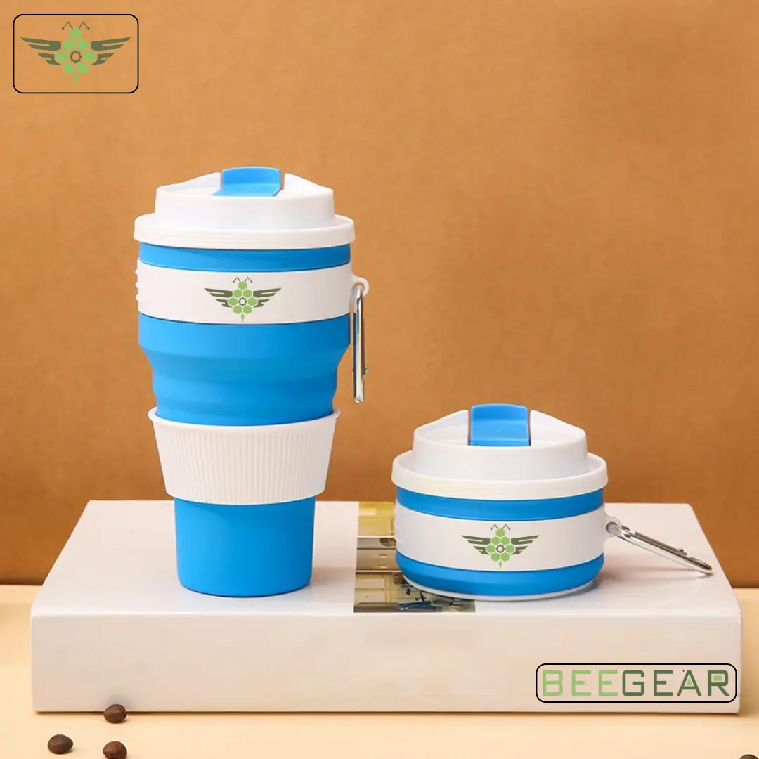 BEE GEAR Silicon Collapsible Tumbler (LJ1027M-B) - Foldable, Portable Tumbler , Easy to Carry, Best for Travel, Camping, Cycling, Kids |