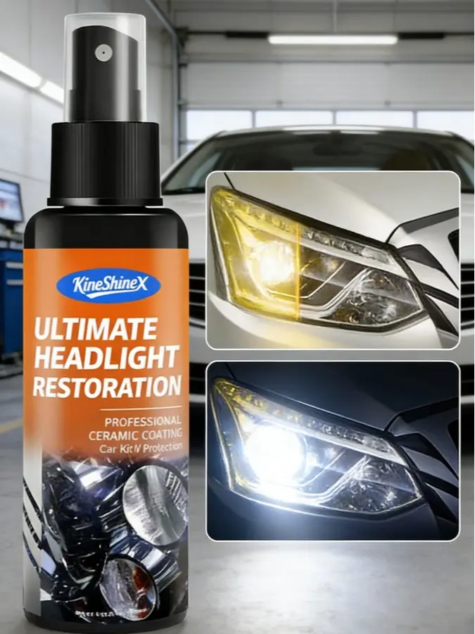 Universal Car Headlight Restoration Kit - Car Headlight Lens Polisher, Cleaning Solution, Ceramic Coating Spray, Removes Yellowing & Scratches, Restores Showroom Clarity, Cars