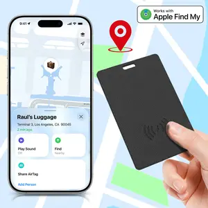 Security GPS Tracker Smart Card Tracker, Works with Apple Find My (iOS Only), Android Not Supported, Wireless Rechargeable Wallet Tracker Card, Global Location, Anti-Lost Item Locator for Wallets, Luggage, Bags