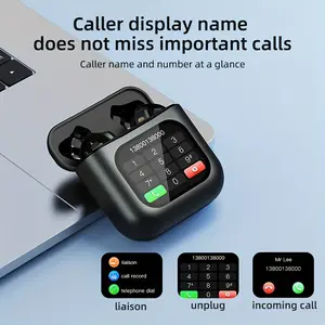 Wireless earbuds with LCD touchscreen display, intelligent noise-canceling sleep-aiding headphones, 40 hours of long battery life, control music player, tiktok video playback, likes Audio Earphones Electronic Headset Chargeable