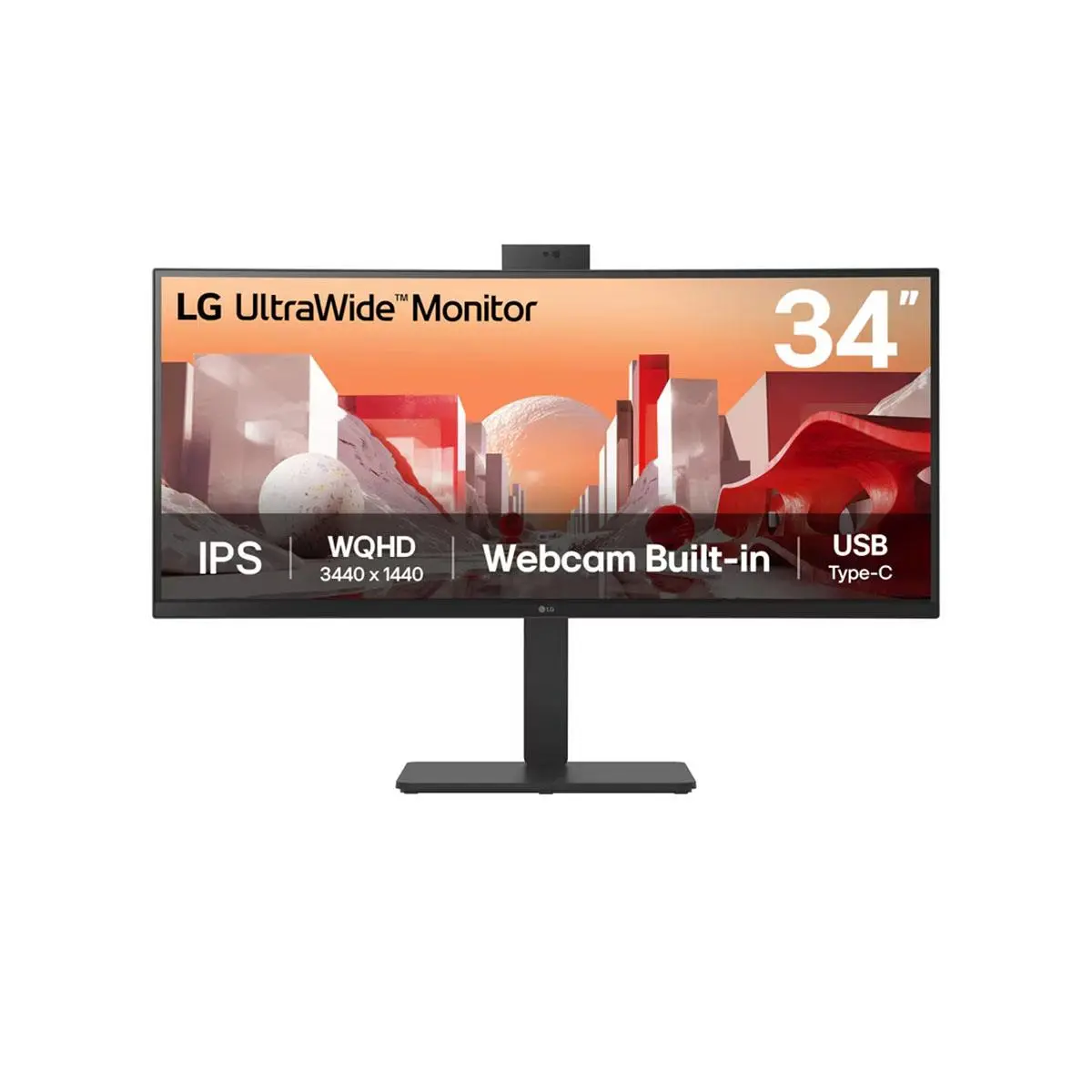LG 34BA85QE-B 34" 21:9 UltraWide QHD Curved IPS LCD HDR Monitor with Built-in Webcam, Black