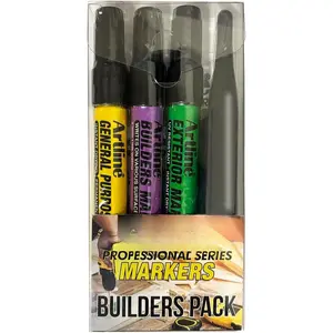 Building Marking Kit | Professional Series | Builders Marker for rough surfaces, light-resistant Exterior, Long Nib for hard to reach places, and a General Purpose