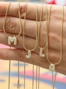 Personalized Stainless Steel Necklace with 26 Bubble Letter Pendant, personalized fashion accessory, perfect for creating a layered look, Initial Letter Necklace