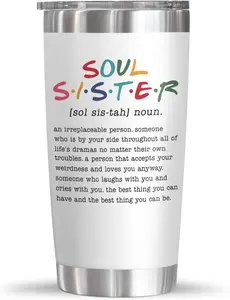 Christmas Friendship Gifts for Women - Soul Sister Stainless Steel Insulated Tumbler with Lid 20 oz - Inspirational Birthday Gifts for Friendship Women Friend BFF Work Bestie Coworkers 20 OZ Stainless Steel Tumbler