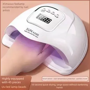 [TikTokShopMemorialDay] 150W 45 LEDs SUN X5 MAX Nail Light with Auto On/Off Sensor, Fast Curing UV LED Nail Dryer Lamp, 4 Timer Settings, Low Heat Mode, Removable Tray for Home & Salon Manicure Pedicure