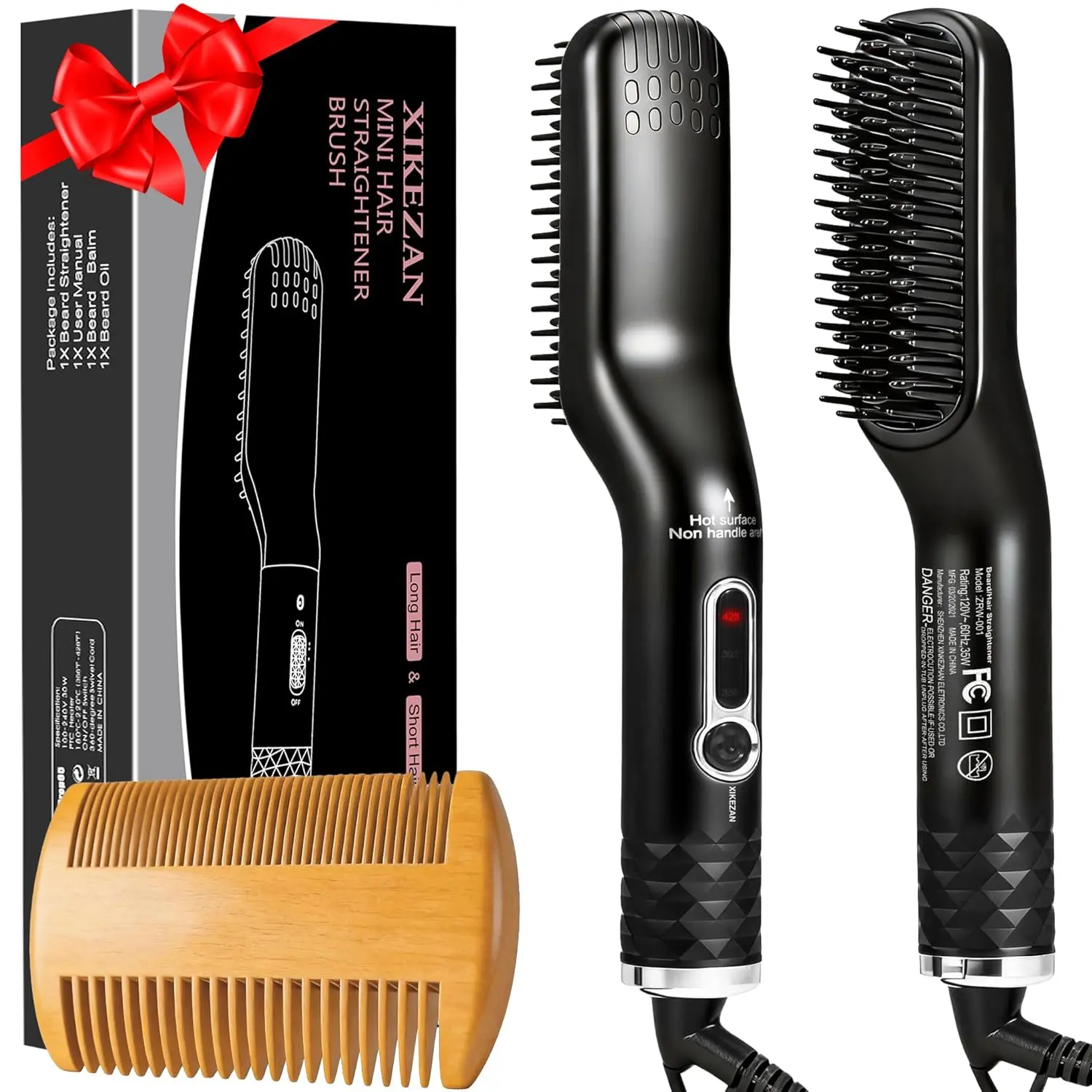 Beard Straightener for Men,Premium Heated Beard Brh Kit w/Dual Voltage Travel-Friendly,Auto Shut-Off,Anti-Scald Feature,Dual Action Hair Comb for All Beard Types,Grooming Gifts Set for Men Him