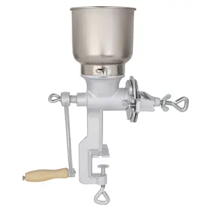 Manual Grain Grinder Mill with Adjustable Crank Handle, Portable Heavy Duty Aluminum Coffee & Wheat Grinder for Home Kitchen, Corn, Nut, Oat and Seed Milling Utensils