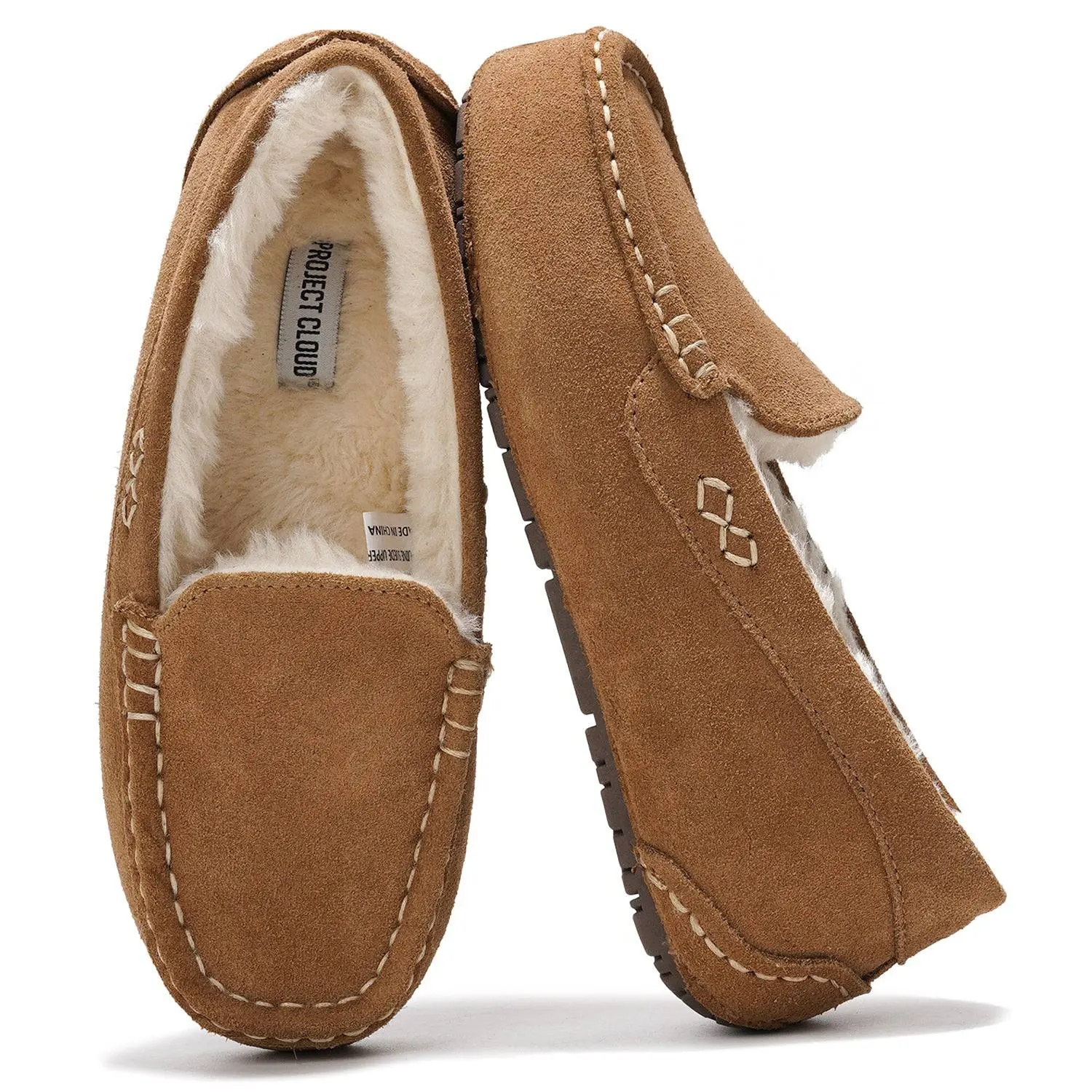 PROJECT CLOUD Women's | Women's Loafers Soft Fur Memory Foam Insole Lightweight Walking Shoes Non-Slip Girl Footwear Suede Flats - Cathi