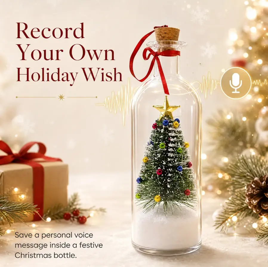 Mr. Christmas 8 In Voice Record Message Bottle, Festive Party Christmas Decor with PVC Plastic Components, Home & Party Supplies Accessory