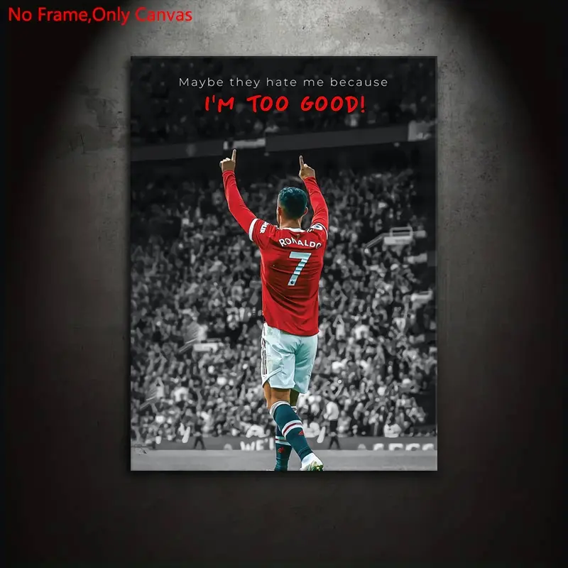 1 piece/set of frameless canvas painting print posters, classic realistic art, legendary star celebration action, very suitable for football culture lovers, the perfect gift for bedroom, living room, kitchen, dormitory corridor, mural, wall decoration