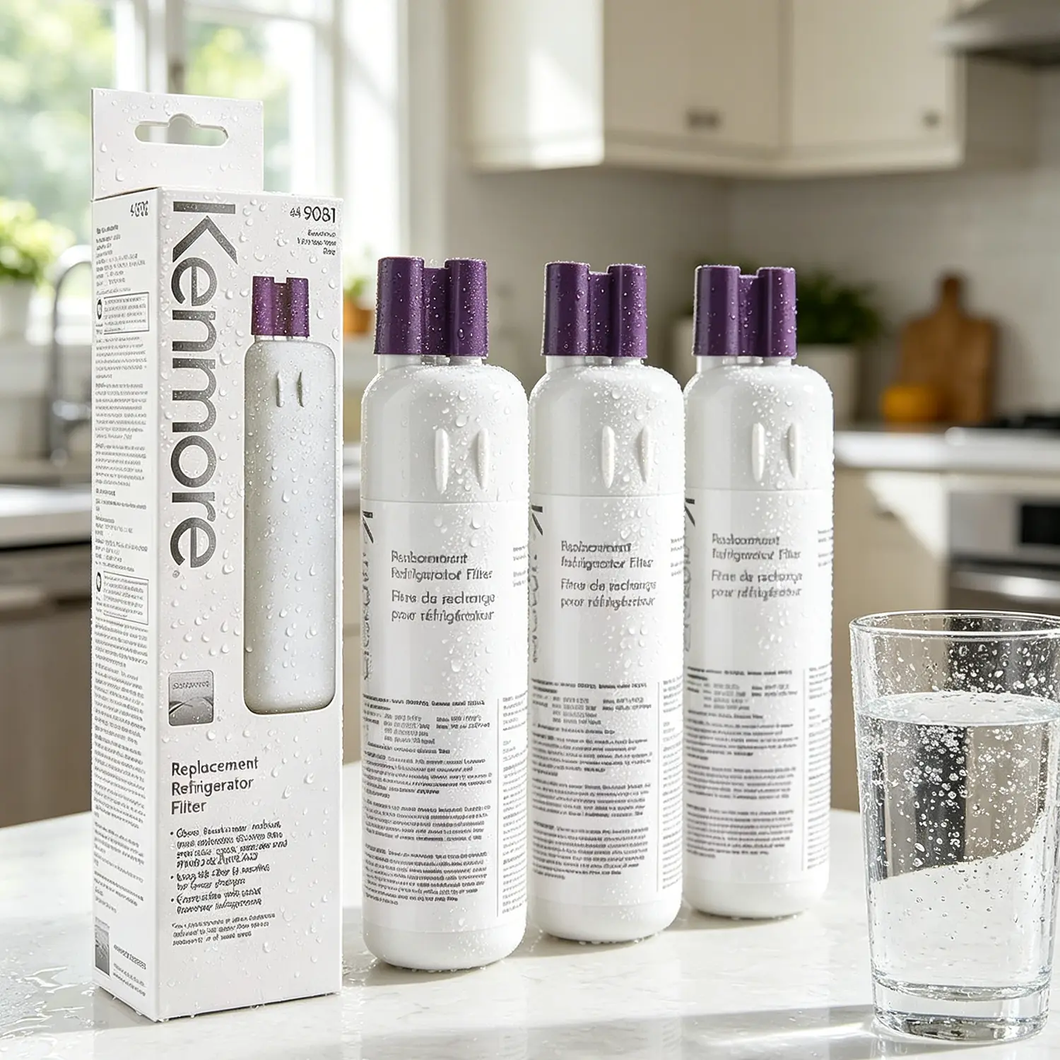1pcs Kitchen Refrigerator Water Filter Replacement for Kenmore (46-9081, 46-9930) - Compatibility with Whirlpool, Everydrop Filter 1, W10295370a, WHR1RXD1, P4RFWB, P8RFWB2L