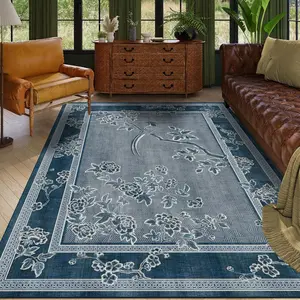 Vintage Floral Pattern Rug, 1 Count Non-slip Soft Floor Mat, Decorative Carpet for Home Living Room Bedroom Hotel Office