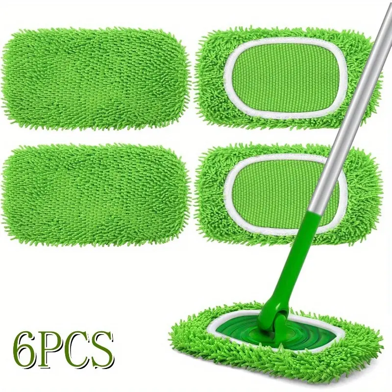6 reusable ultra-fine fiber mop pads, compatible with Swiffer sweeping mop (mop not included), durable, absorbent, affordable Household Items