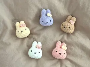Handmade Crochet Miffy Bow Plush Keychain