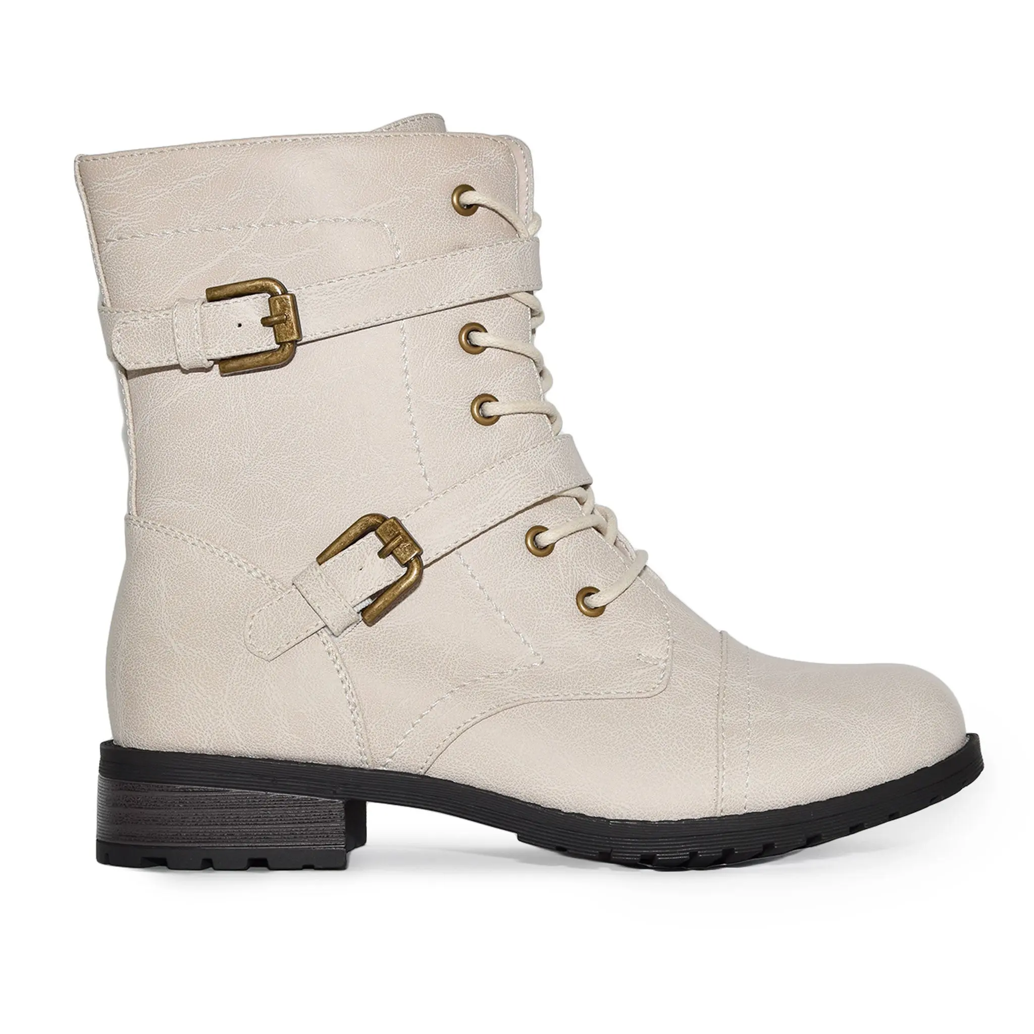 TIMBERLY-272A Faux Leather Strappy Buckle Military Combat Fashion Lace Up Ankle Boots TIMBERLY-272A Faux Leather Strappy Buckle Military Combat Fashion Lace Up Ankle Boots