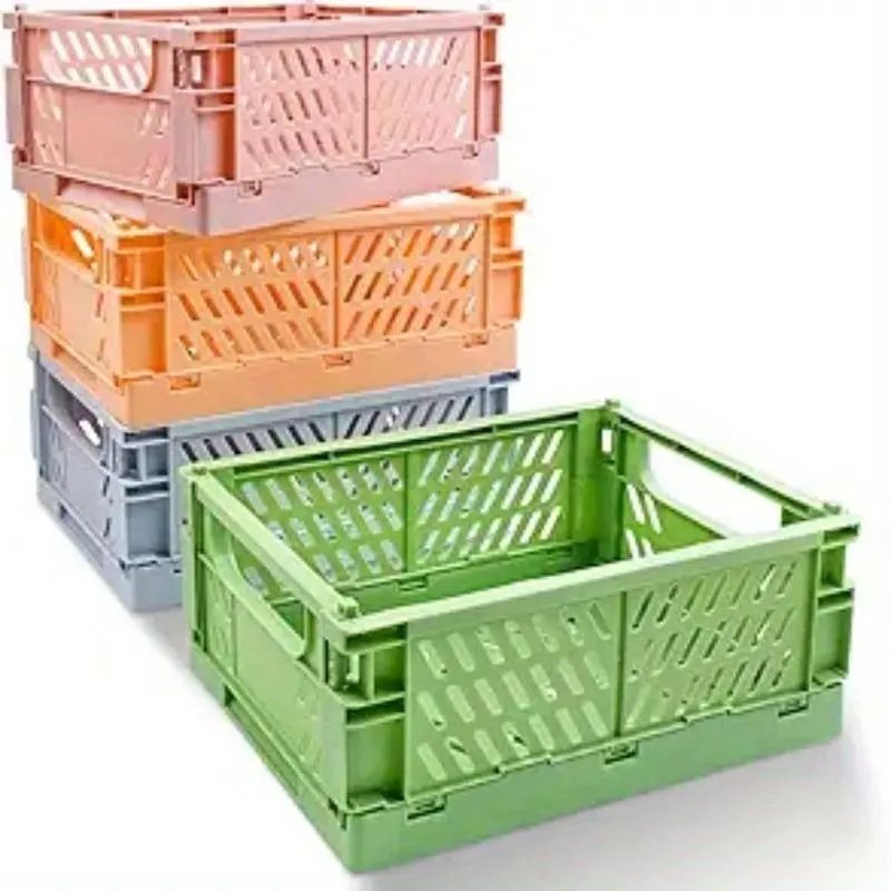 Two model of organizing storage baskets with and without handles, foldable student desk baskets, plastic materials, foldable storage containers, multi-purpose plastic boxes for storing stationery, clothes, fruits, and miscellaneous items, Organiser