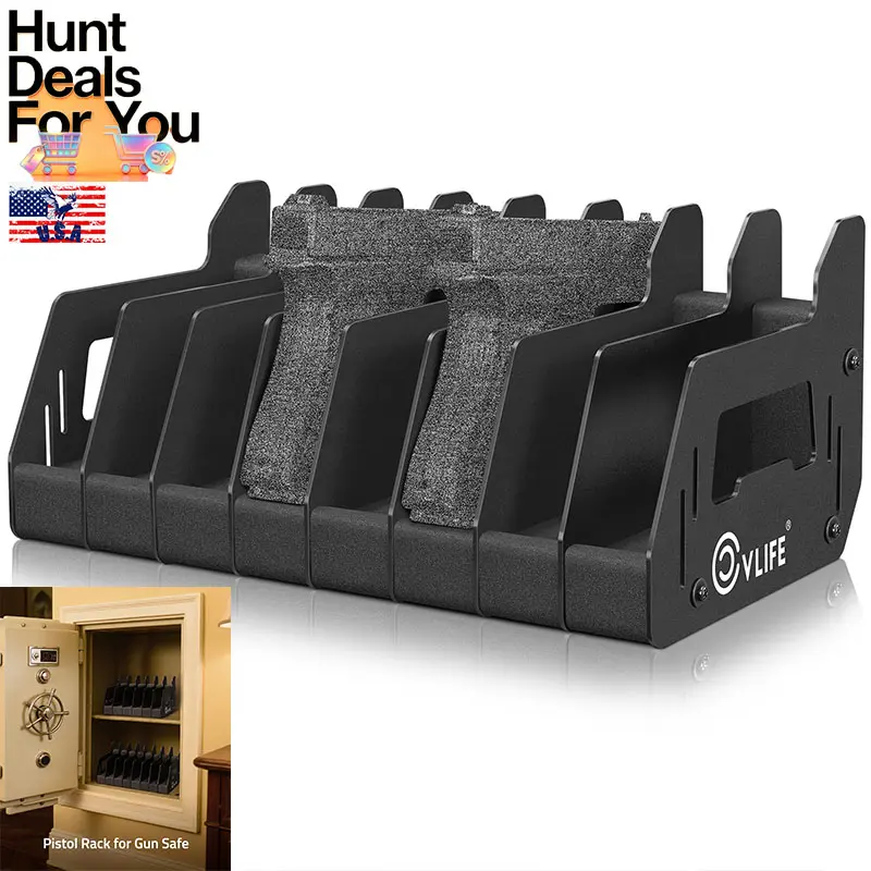 Compact Foam Stand For Pistol  Revolver - A Damage-Free Storage Organizer for Safe and Cabinet Shelves Accessories Storage Organizer 8 Slots