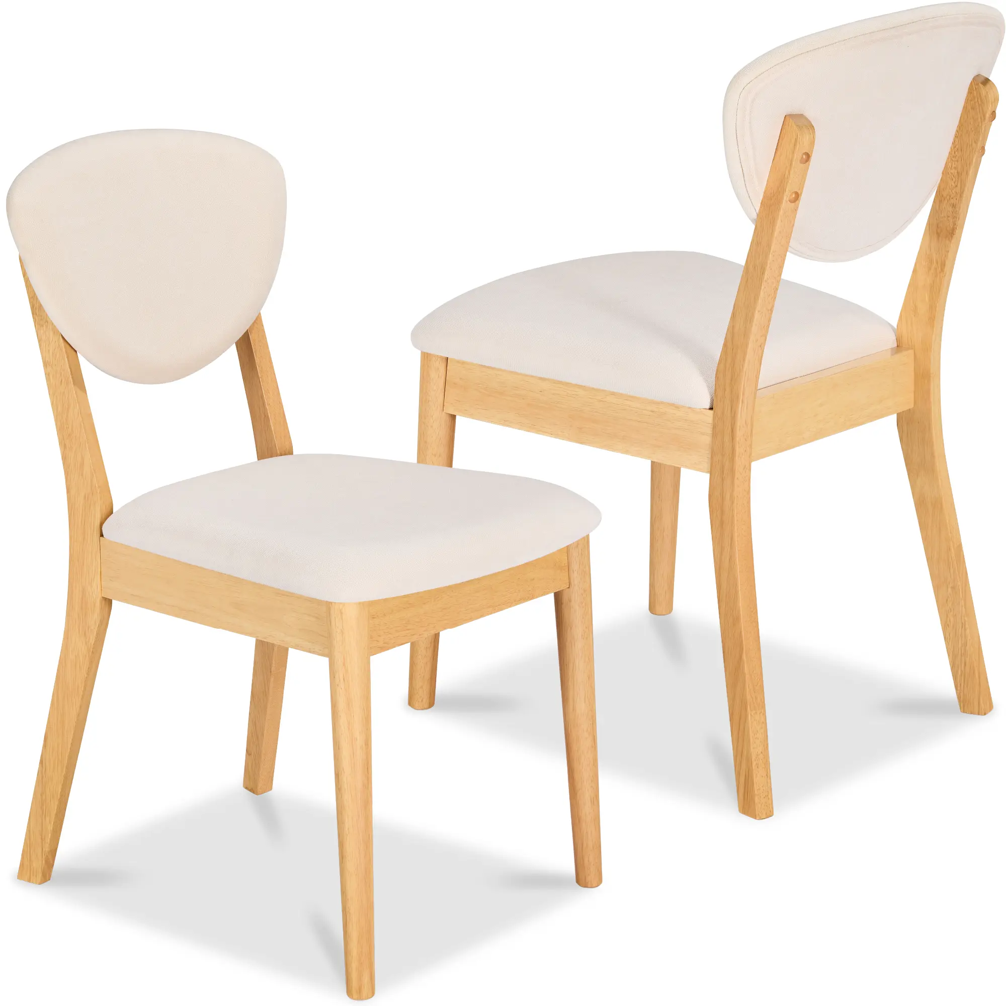 Best Choice Products 2-Piece Mid-Century Modern Wood & Upholstered Dining Chair Set