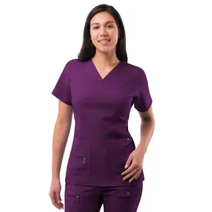 Elevated V-Neck Scrub Top by Adar  XXS-3XL / Eggplant