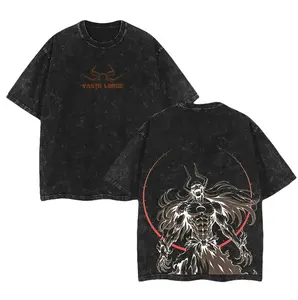 Mens "Vasto Lorde" Ichigo Kurosaki Bleach Anime Classic Soft Seamless Short-Sleeve T-Shirt - Unisex Oversize Vintage Washed Heavyweight Cotton Top, Gift for Anime Fans