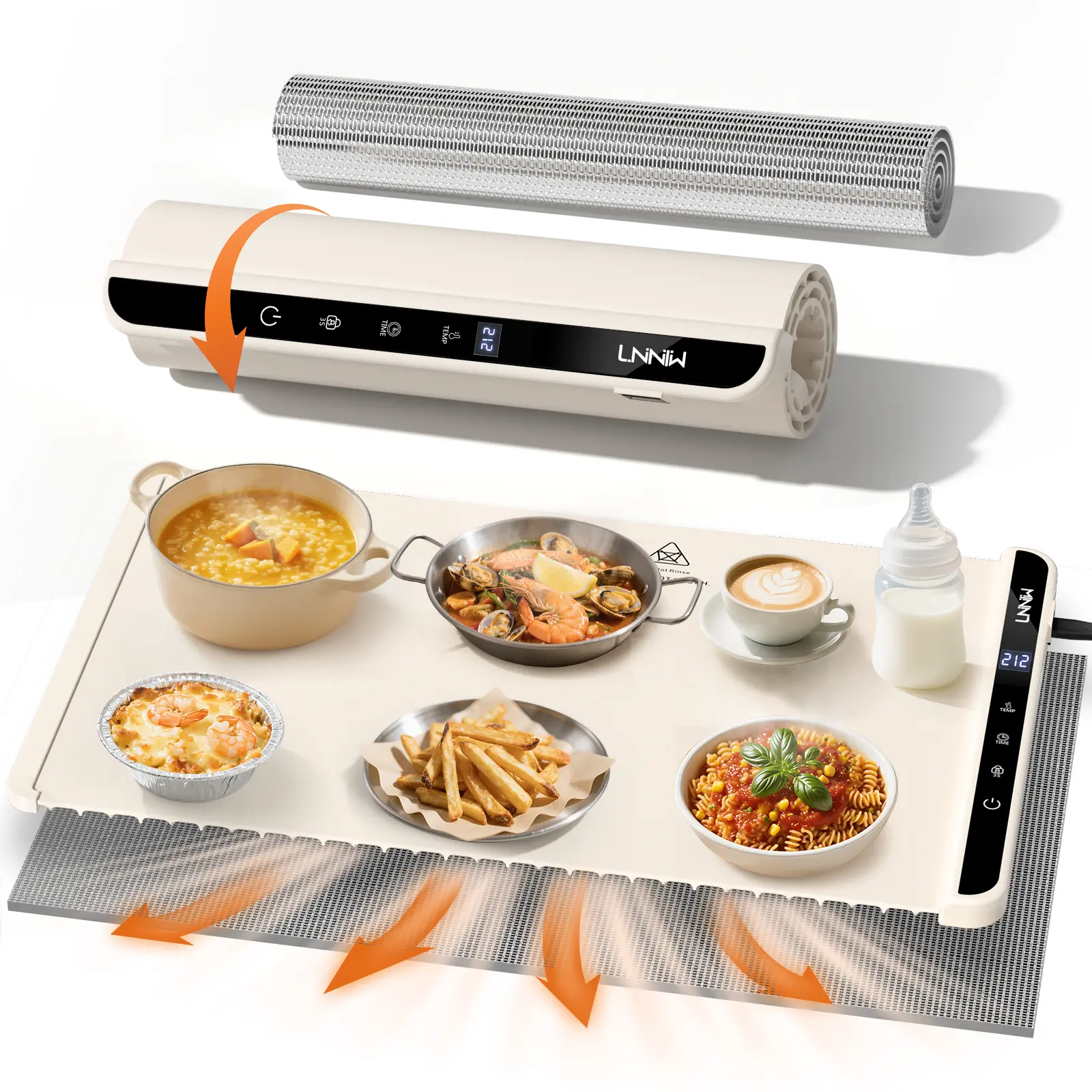 2026 Electric Food Warming Mat with Timer, Temperature Control, Detachable Heat-Resistant Pad, Child Lock - Table Protection for Home Dinners, Parties