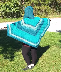 Serenity Cloak - Handmade Hooded Crochet Cape in Calm Winter Blues & Whites Perfect for Christmas Gifts & Cozy Days