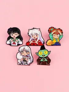 5pcs/set Anime Character Enamel Brooch, Zinc Alloy Badge, Pin Included, Unisex Fashion Accessory, Perfect Gift for Friends and Loved Ones, All Seasons