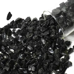 1 Lb Black,Large Crushed Sea Glass,Broken Piece Granules Crafts,Irregular Sea Glass for Vase Fillers Candle Holder Sand Pebbles,Succulent Terrarium Decor,Aquarium,Fish Turtle Tank Decorations