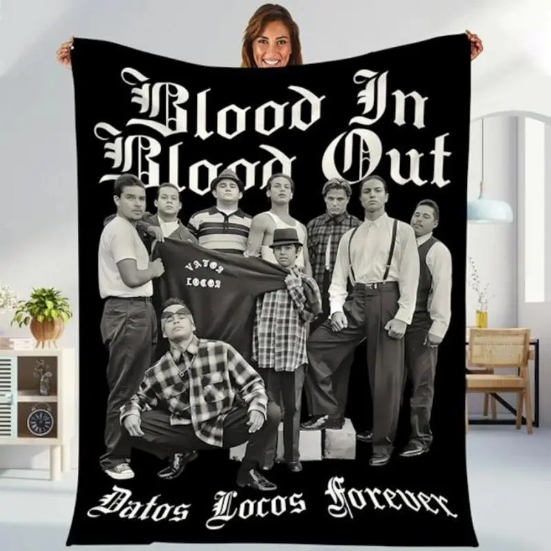 Retro 90s Blood In Blood Out Blanket, Vatos Locos Forever Chicano Fleece Throw, Vintage Gang Culture Movie Blanket, Soft Cozy Gift for Him Her, Classic Film Fan Collectible Home Decor