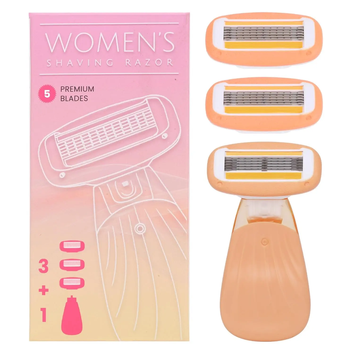 Women Travel Razor for Sensitive Skin, Shaving Razor with Replacement Heads